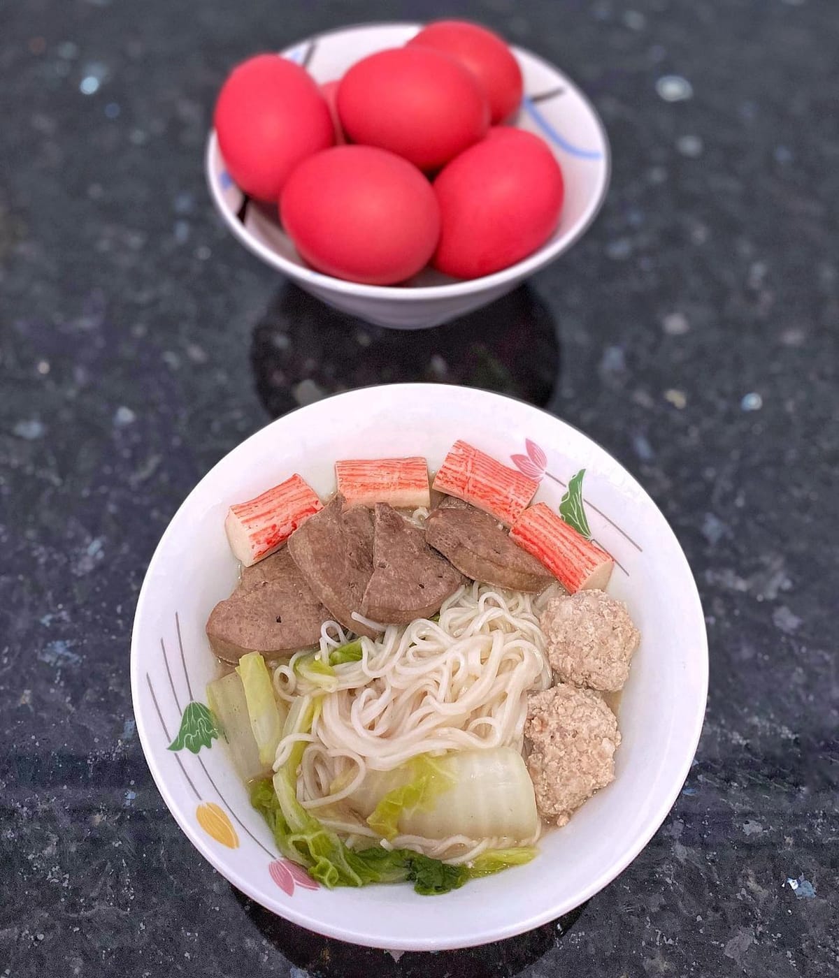 Longevity Noodles 🍜 with Auspicious Red Eggs 🥚
