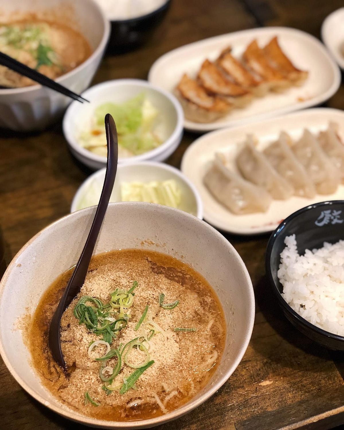 Sesame Noodles with Gyoza