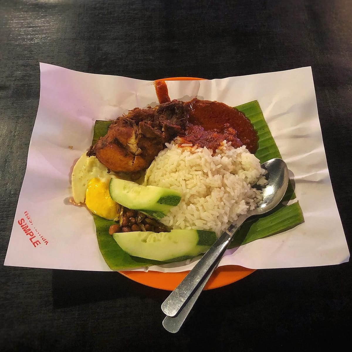 Nasi Lemak with Chicken and Egg