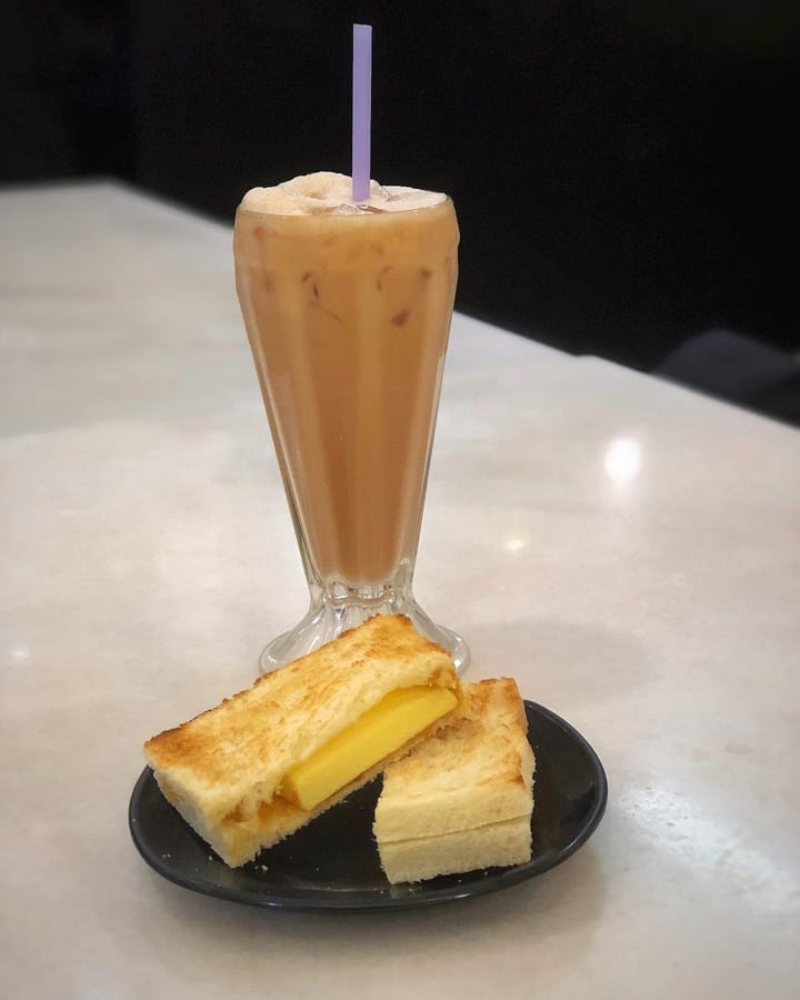 Kaya Butter Toast with Iced Milk Tea 😌